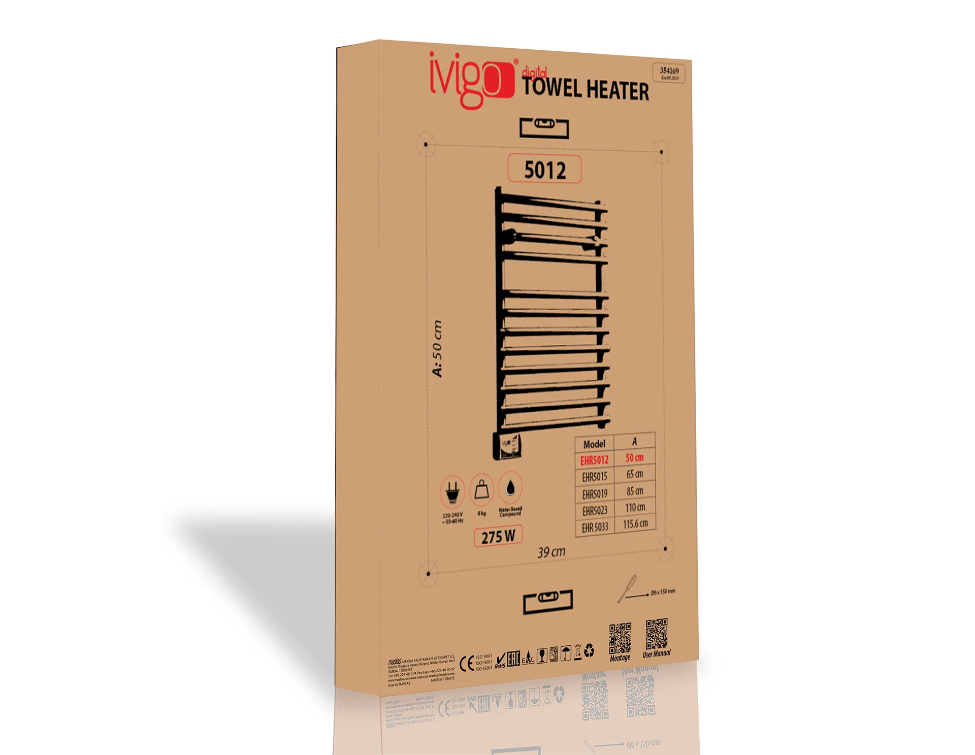 EHR 275 Watt Dijital Havlu Isıtıcı Krom
