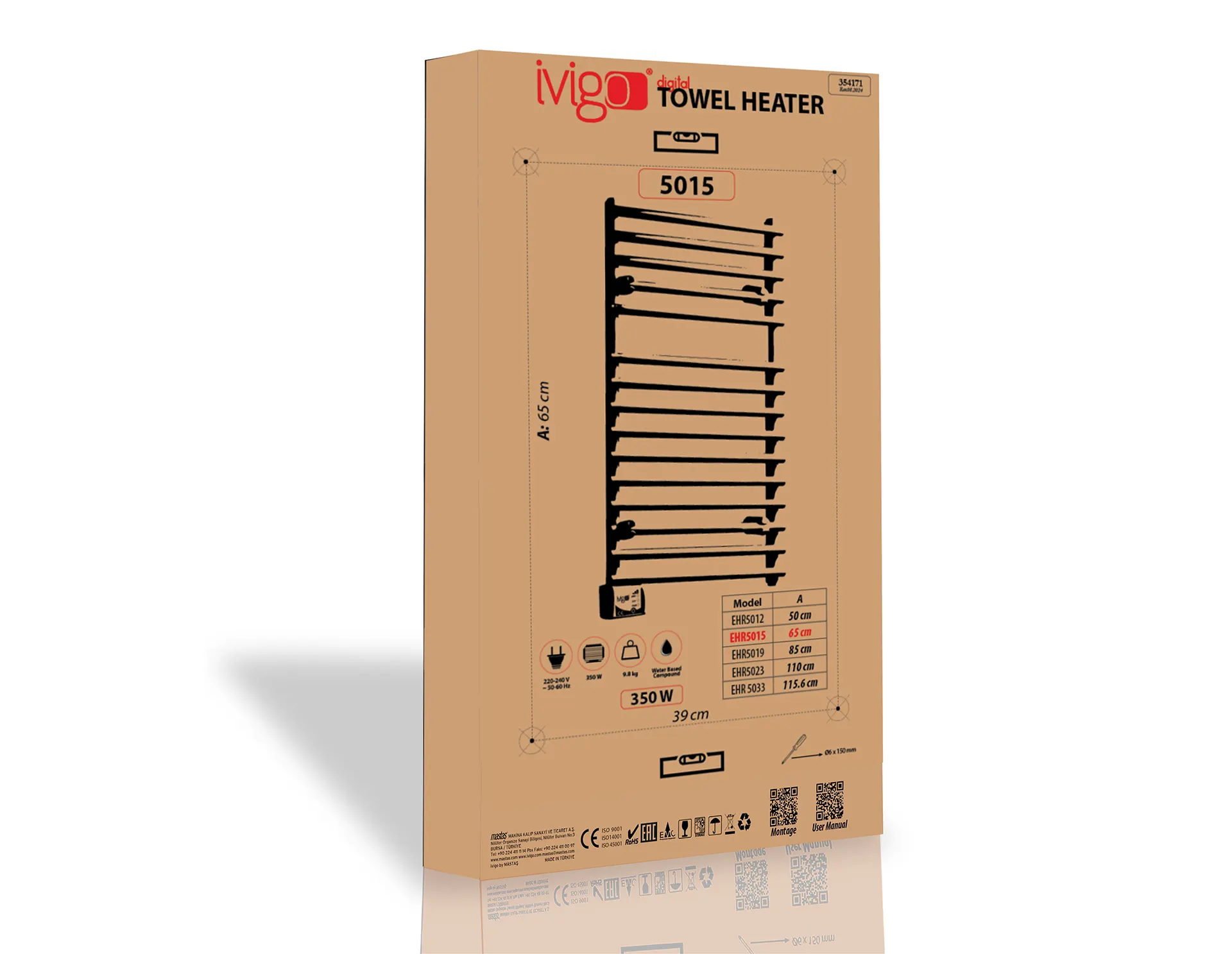 EHR 350 Watt Dijital Havlu Isıtıcı Krom