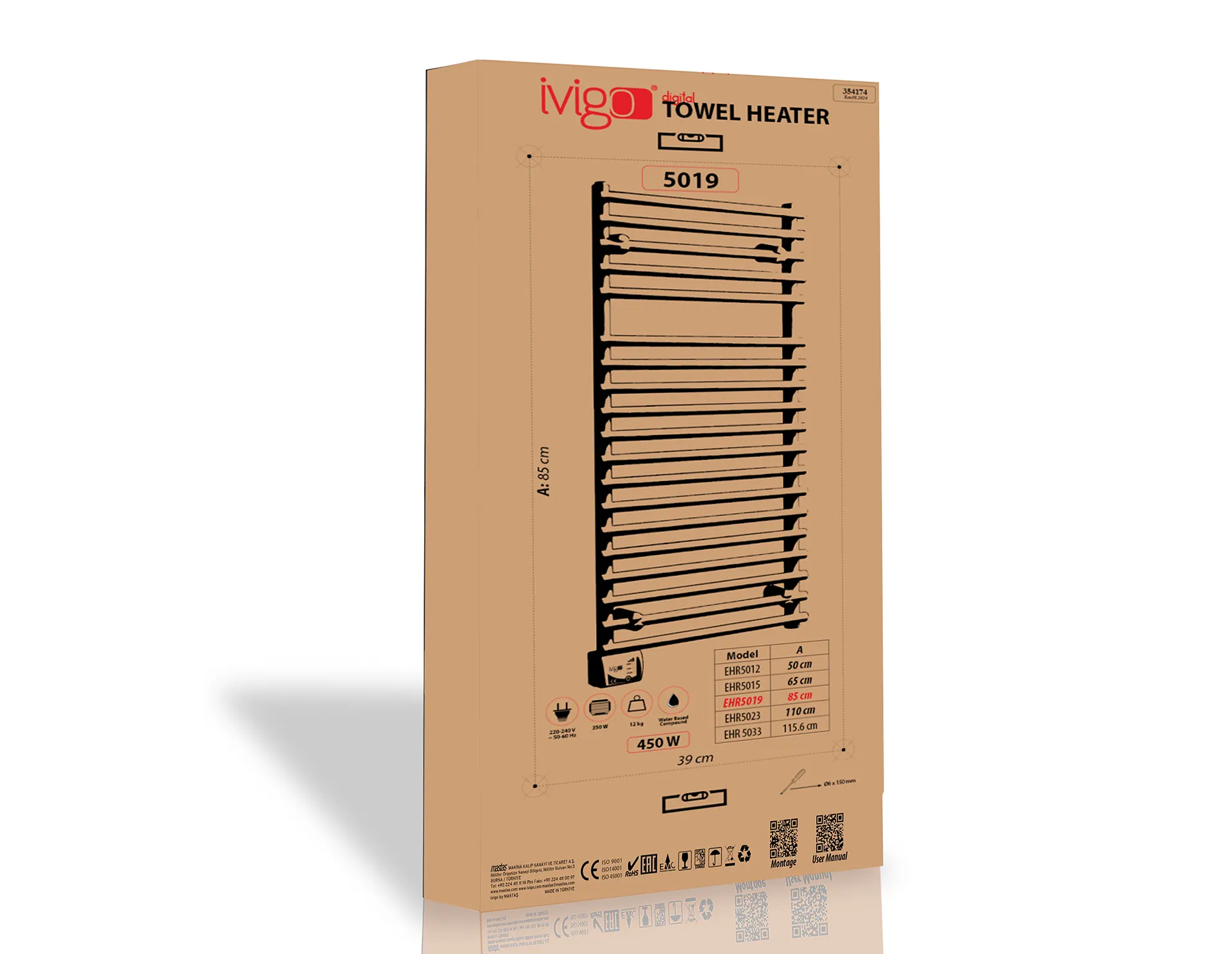 EHR 450 Watt Dijital Havlu Isıtıcı Krom