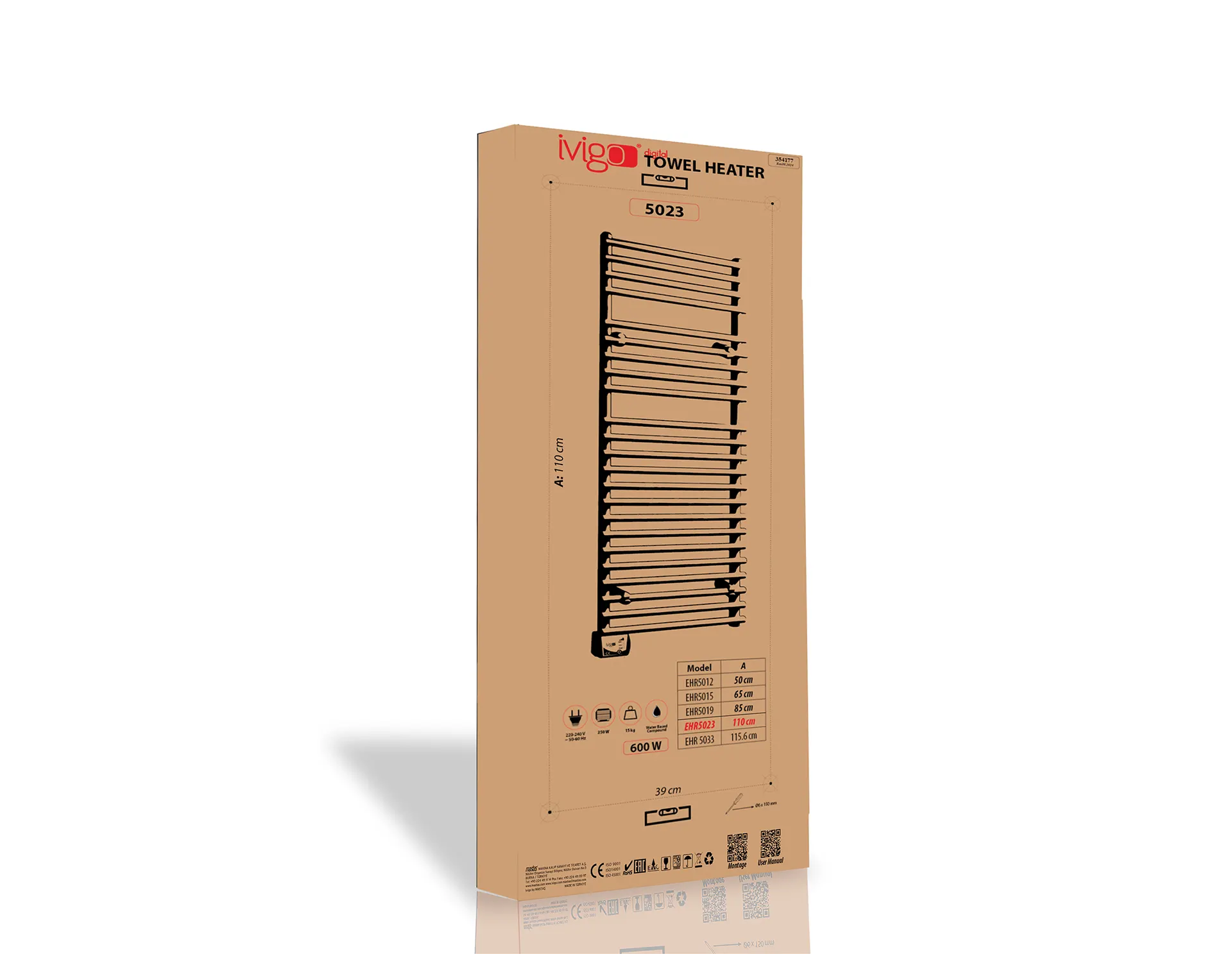 EHR 350 Watt Dijital Havlu Isıtıcı Beyaz