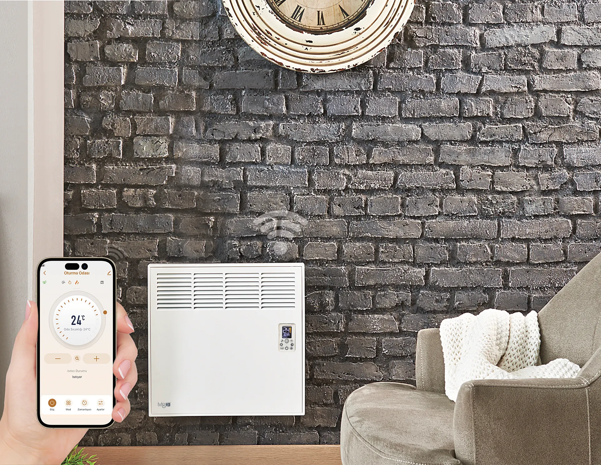 EPK 750 Watt Profesyonel Wi-Fi Konvektör Isıtıcı Beyaz Ayak + Askılı