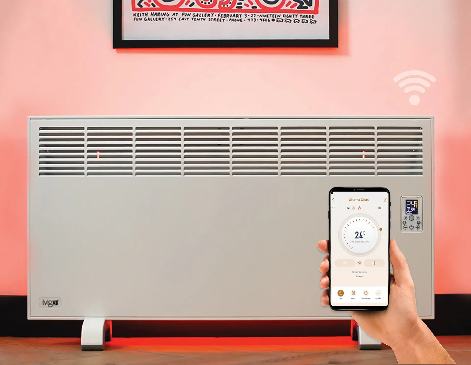 EPK 2000 Watt Profesyonel Wifi Konvektör Isıtıcı Beyaz Ayaklı