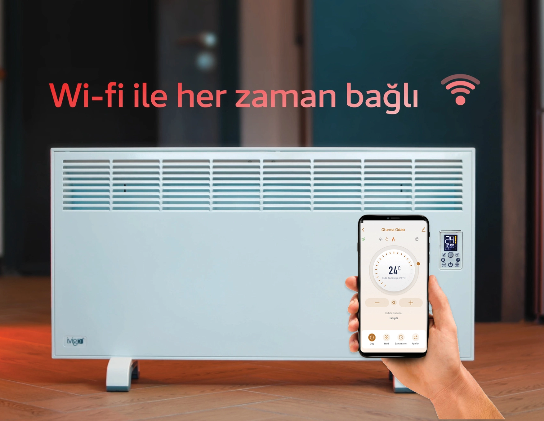 EPK 2500 Watt Profesyonel Wifi  Konvektör Isıtıcı Beyaz Ayaklı