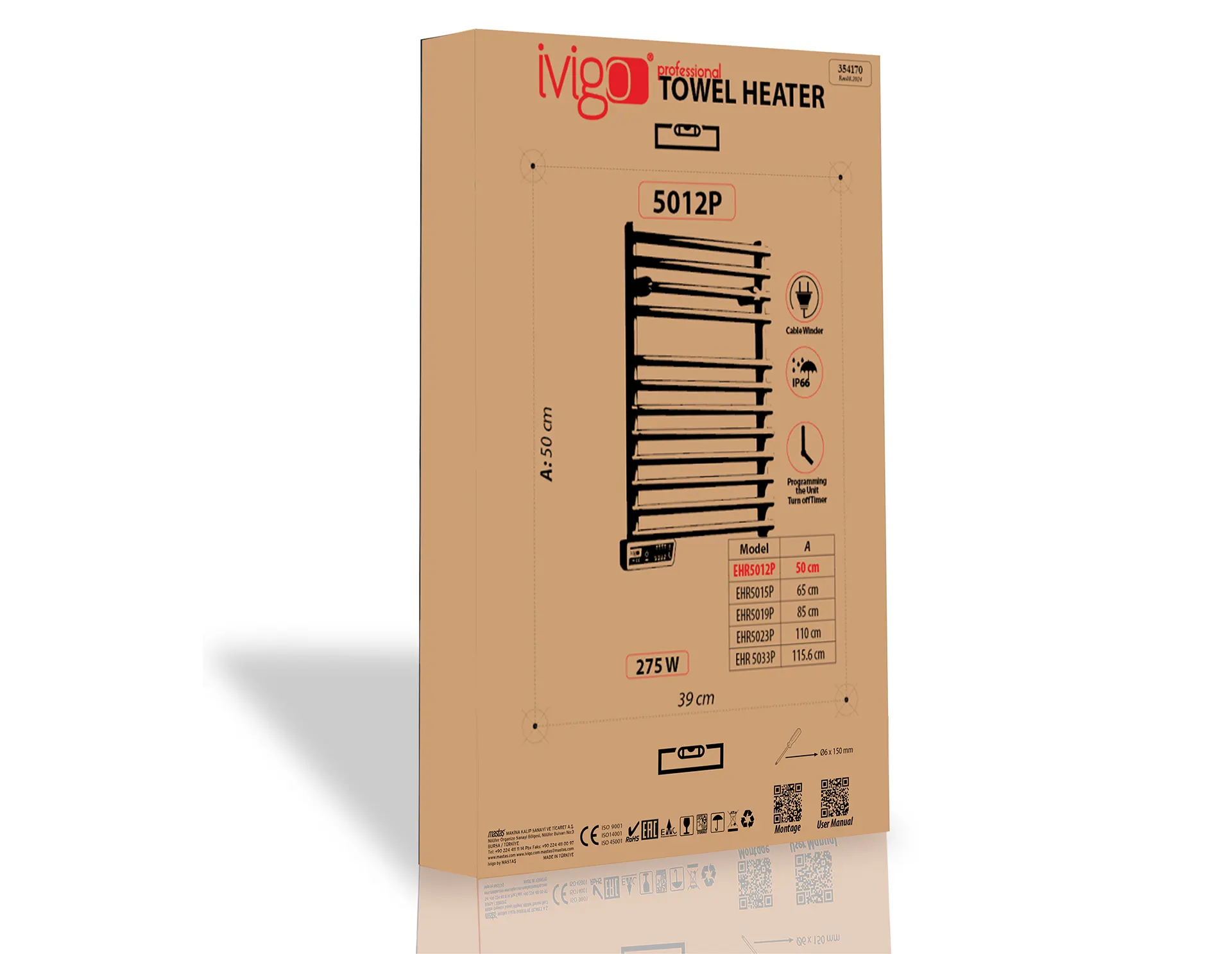 İVİGO EHR 275 Watt Profesyonel Havlu Isıtıcı Beyaz