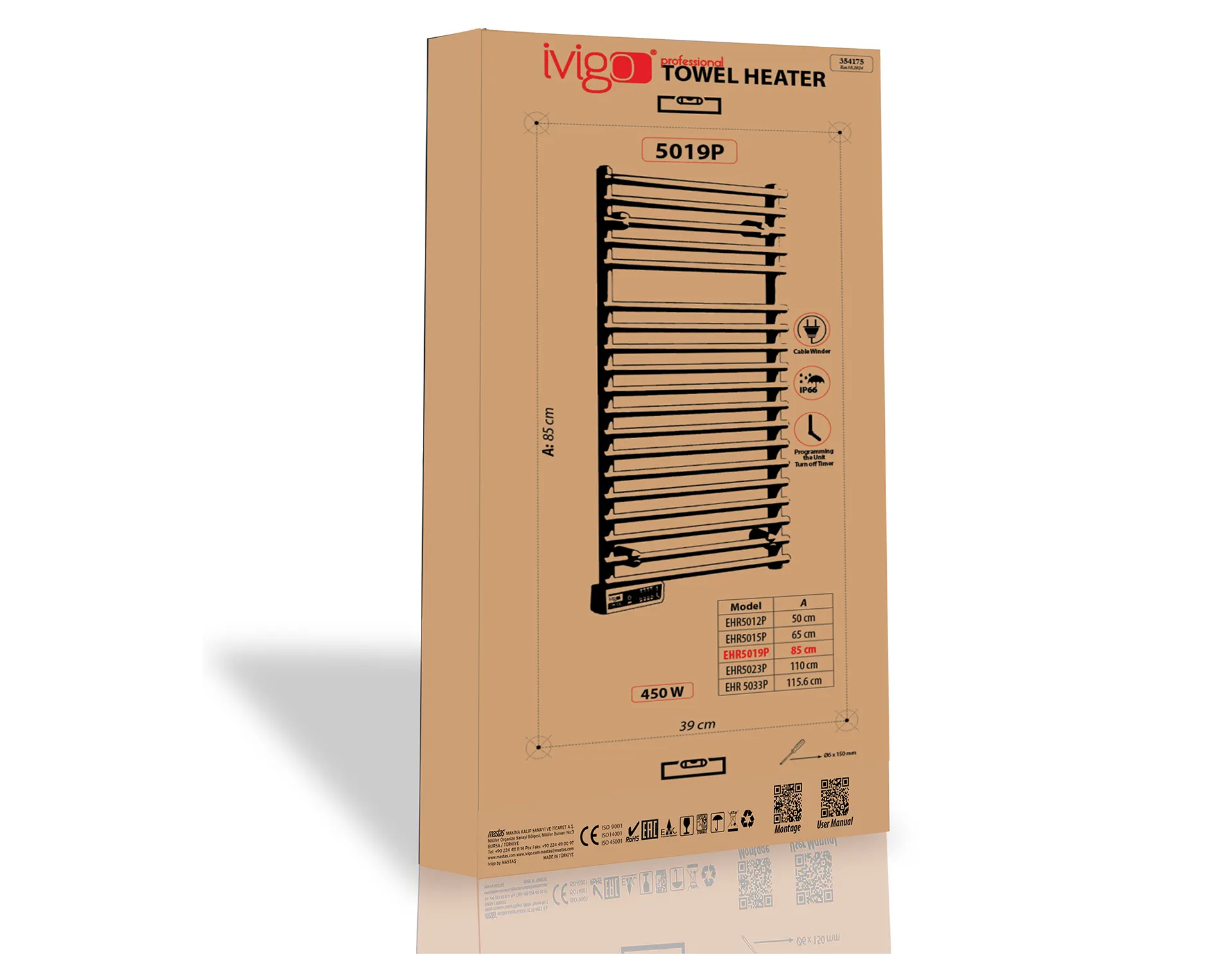 İVİGO EHR 450 Watt Profesyonel Havlu Isıtıcı Beyaz