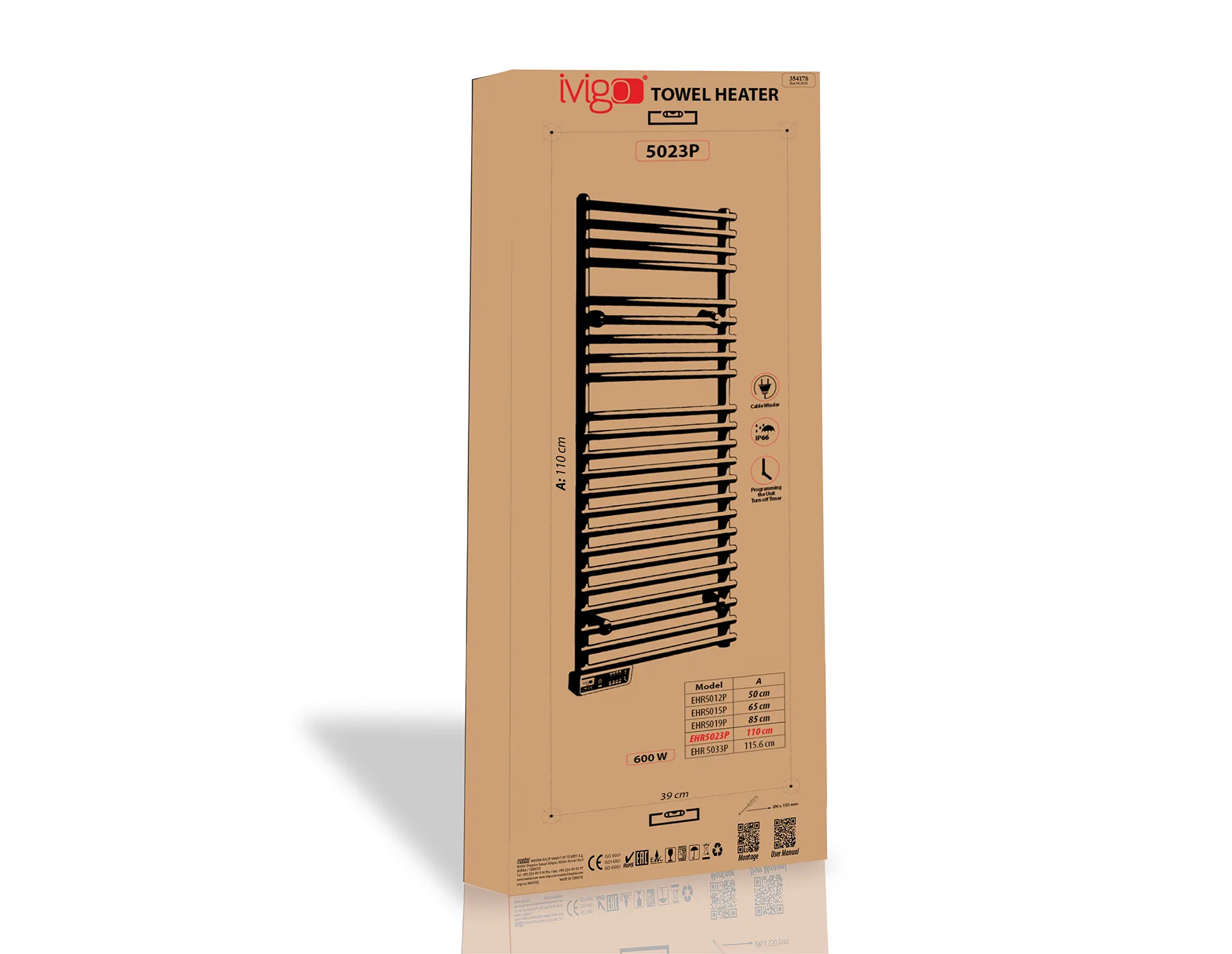 İVİGO EHR 600 Watt Profesyonel Havlu Isıtıcı Beyaz